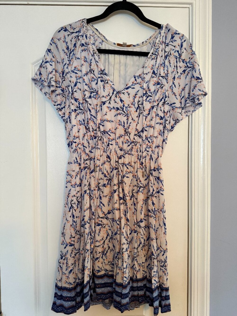 Skies Are Blue Blue White Floral Dress XS